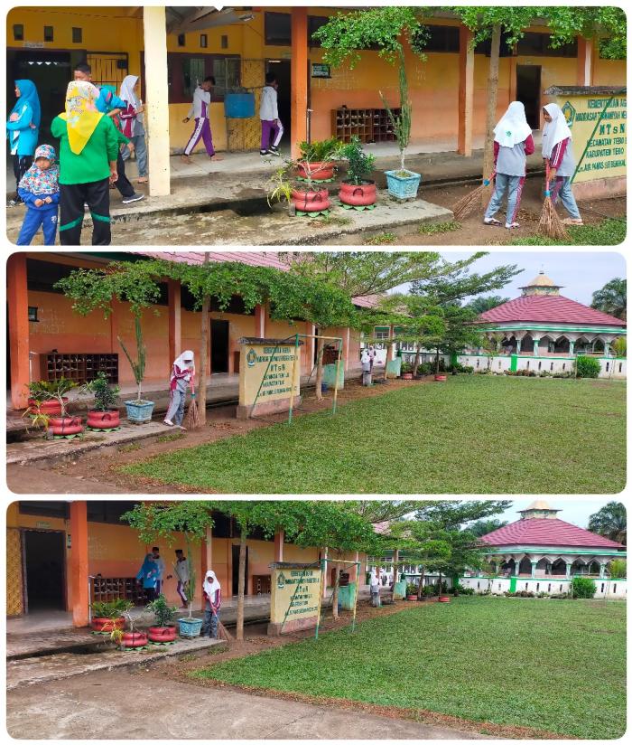 Kegiatan Jumâ€™at Bersih Di Madrasah Tsanawiyah Negeri 6 Tebo
