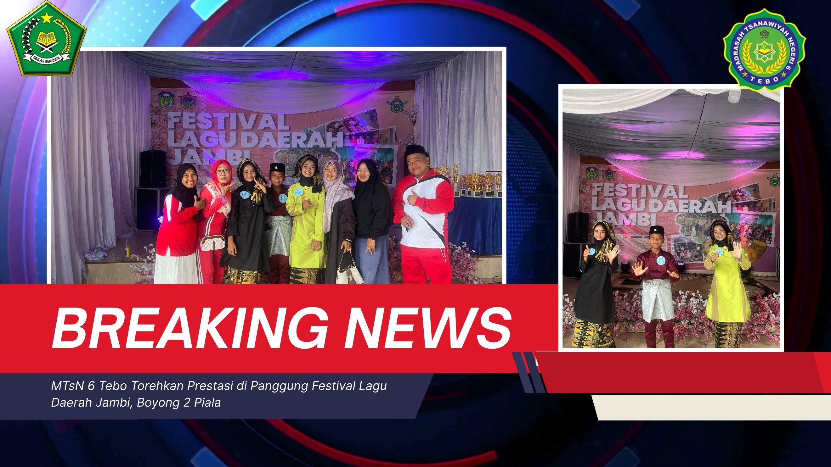 MTsN 6 Tebo Torehkan Prestasi di Panggung Festival Lagu Daerah Jambi, Boyong 2 Piala