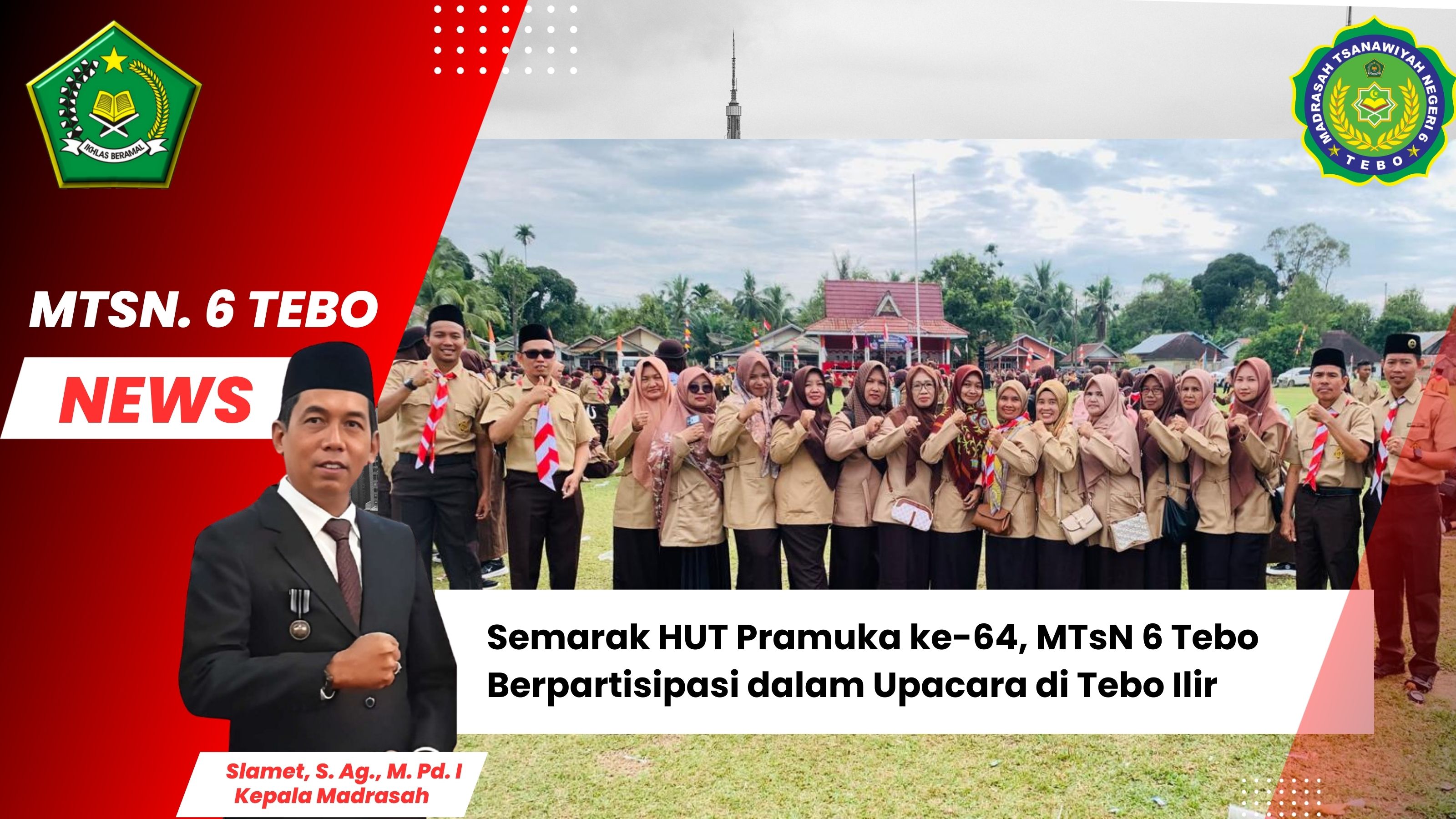 Semarak HUT Pramuka ke-64, MTsN 6 Tebo Berpartisipasi dalam Upacara di Tebo Ilir
