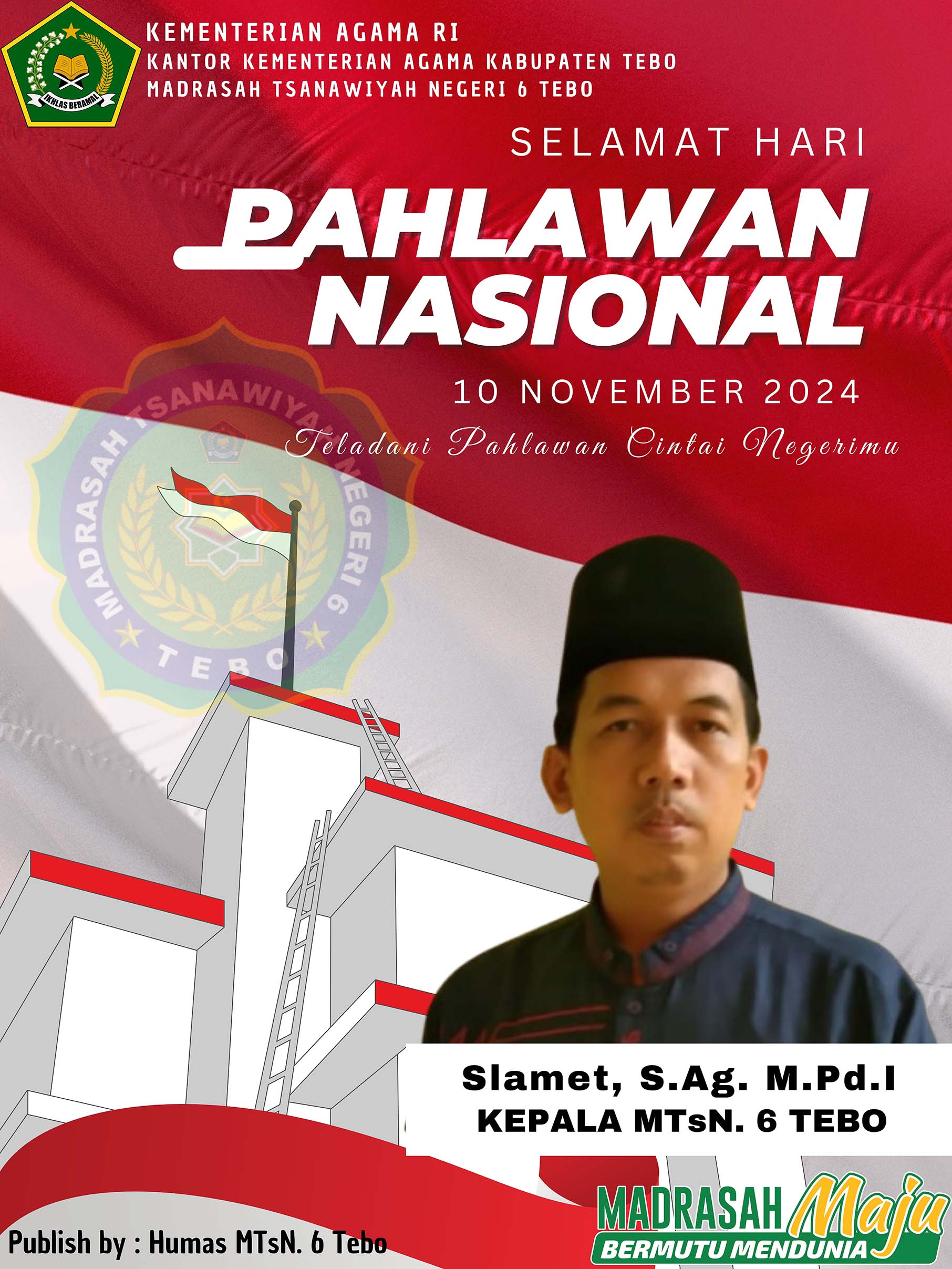 Ingatkan Jasa Pahlawan, MTsN 6 Tebo Adakan Upacara Khidmat dan Inspiratif untuk Siswa dan Guru